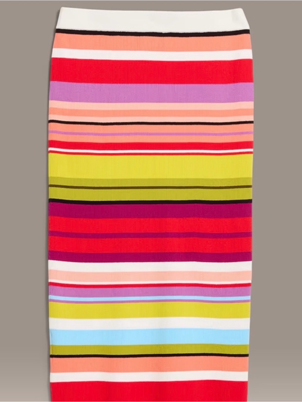 Multi-Color Striped Midi Skirt - Vibrant Rainbow Stripe - Picture 2 of 3